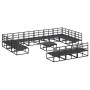 Conjunto de sofá de jardín con cojín 14 pcs Negro Aluminio