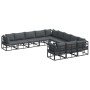 Conjunto de sofá de jardín con cojín 11 pcs Negro Aluminio