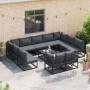 Conjunto de sofá de jardín con cojín 11 pcs Negro Aluminio