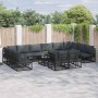 Conjunto de sofá de jardín con cojín 13 pcs Negro Aluminio