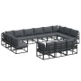 Conjunto de sofá de jardín con cojín 13 pcs Negro Aluminio