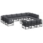 Conjunto de sofá de jardín con cojín 14 pcs Negro Aluminio