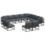 Conjunto de sofá de jardín con cojín 12 pcs Negro Aluminio