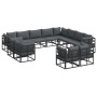 Conjunto de sofá de jardín con cojín 12 pcs Negro Aluminio
