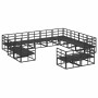 Conjunto de sofá de jardín con cojín 12 pcs Negro Aluminio