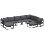 Conjunto de sofá de jardín 9 pcs Negro Aluminio
