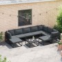 Conjunto de sofá de jardín 9 pcs Negro Aluminio