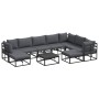 Conjunto de sofá de jardín 10 pcs Negro Aluminio