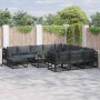 Conjunto de sofá de jardín 11 pcs Negro Aluminio