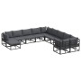 Conjunto de sofá de jardín 11 pcs Negro Aluminio
