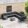 Conjunto de sofá de jardín 11 pcs Negro Aluminio