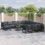 Conjunto de sofá de jardín 12 pcs Negro Aluminio