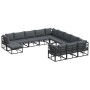 Conjunto de sofá de jardín 12 pcs Negro Aluminio