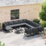 Conjunto de sofá de jardín 12 pcs Negro Aluminio
