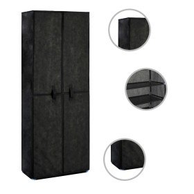 Mueble zapatero de tela con funda negro 60x30x166 cm Mueble zapatero de tela con funda negro 60x30x166 cm