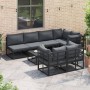 Conjunto de sofá de jardín 8 pcs Negro Aluminio