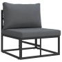 Conjunto de sofá de jardín con cojín 6 pcs Negro Aluminio