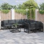 Conjunto de sofá de jardín con cojín 9 pcs Negro Aluminio