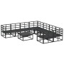 Conjunto de sofá de jardín con cojín 9 pcs Negro Aluminio