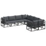 Conjunto de sofá de jardín con cojín 8 pcs Negro Aluminio