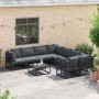 Conjunto de sofá de jardín con cojín 8 pcs Negro Aluminio