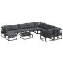 Conjunto de sofá de jardín con cojín 11 pcs Negro Aluminio