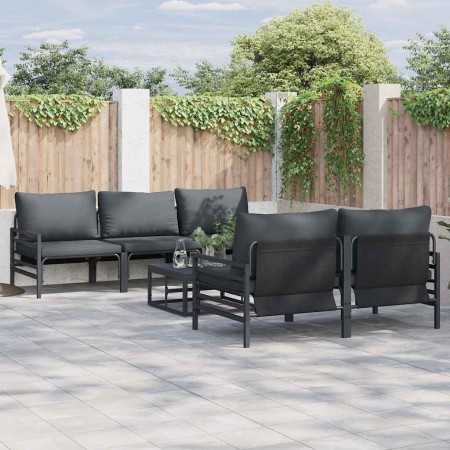 Conjunto de sofá de jardín 6 pcs Antracita Acero & tela