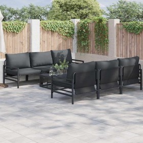 Conjunto de sofá de jardín 7 pcs Antracita Acero & Tela