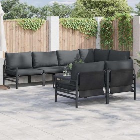 Conjunto de sofá de jardín 7 pcs Antracita Acero & tela