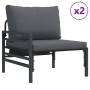 Conjunto de sofá de jardín 3 pcs Antracita Acero