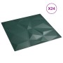 Paneles de pared 24 uds XPS diamante verde 50x50 cm 6 m²