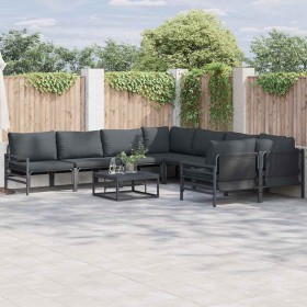 Conjunto de sofá de jardín 9 pcs Antracita Acero