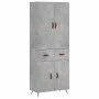 Aparador alto madera contrachapada gris hormigón 69,5x34x180 cm de vidaXL, Aparadores - Ref: Foro24-3198125, Precio: 158,58 €...