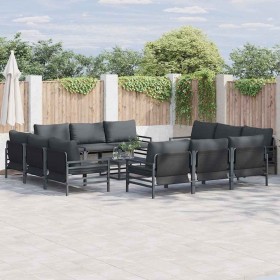 Conjunto de sofá de jardín 12 pcs Antracita Acero