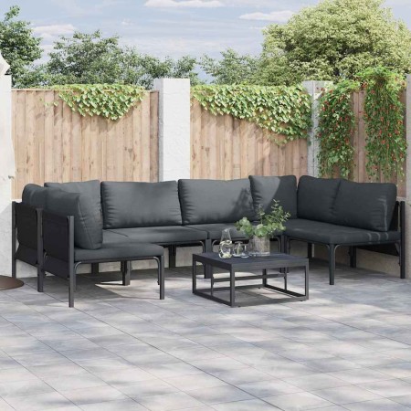 Conjunto de sofá de jardín 6 pcs Antracita Acero