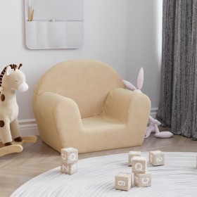 Sofá infantil de felpa suave color crema