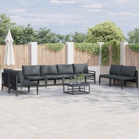 Conjunto de sofá de jardín 8 pcs Antracita Acero