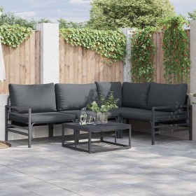 Conjunto de sofá de jardín 4 pcs Antracita Acero