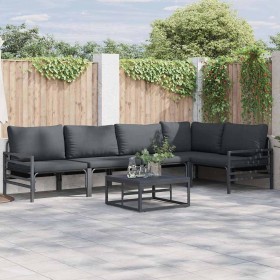 Conjunto de sofá de jardín 5 pcs Antracita Acero