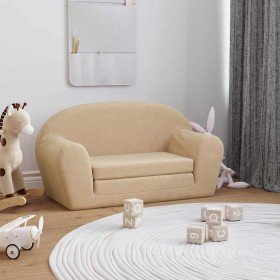 Sofá cama de niños 2 plazas felpa suave crema