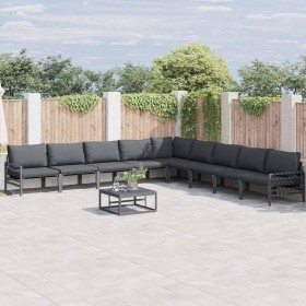 Conjunto de sofá de jardín 10 pcs Antracita Acero