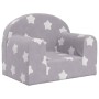 Sofá para niños felpa suave gris claro con estrellas