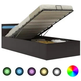 Cama canapé hidráulica con LED cuero sintético gris 100x200 cm de vidaXL, Camas y somieres - Ref: Foro24-285553, Precio: 273,...