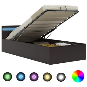 Cama canapé hidráulica con LED cuero sintético gris 100x200 cm de vidaXL, Camas y somieres - Ref: Foro24-285553, Precio: 278,...