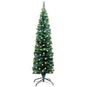 Árbol de Navidad artificial con LEDs y soporte PVC verde 150 cm