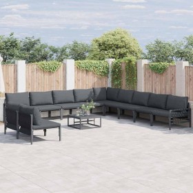 Conjunto de sofá de jardín 11 pcs Antracita Acero