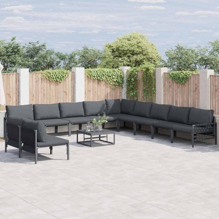Conjunto de sofá de jardín 11 pcs Antracita Acero