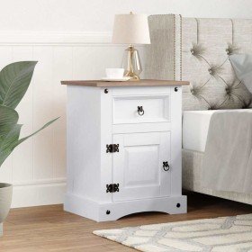 Mesita de noche Corona Range pino mexicano blanco 53x39x67 cm Mesita de noche Corona Range pino mexicano blanco 53x39x67 cm