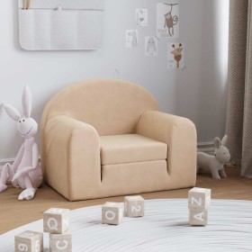 Sofá cama infantil de felpa suave color crema