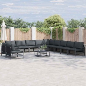 Conjunto de sofá de jardín 12 pcs Antracita Acero